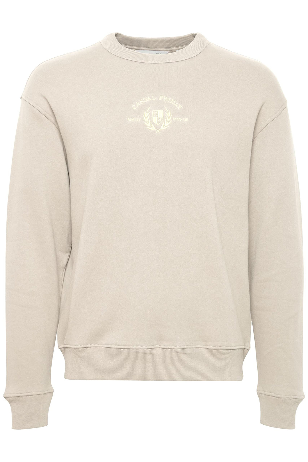CASUAL FRIDAY CFSage Herren Sweatshirt Pullover Pulli mit Rundhalsausschnitt O-Neck Stickerei XL Cha