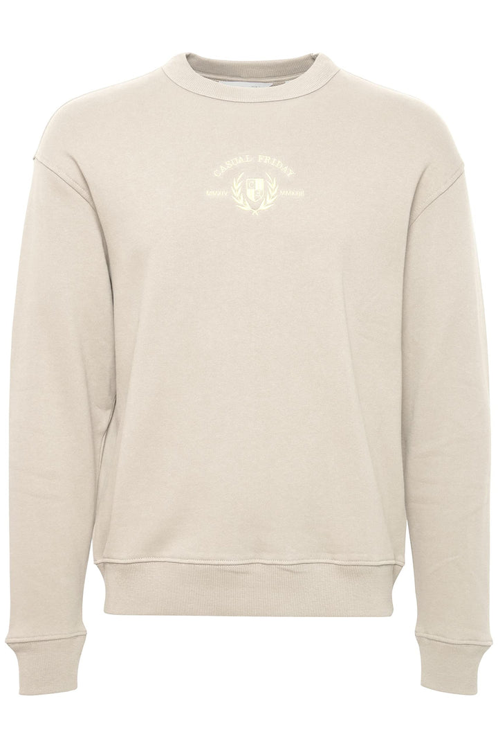 CASUAL FRIDAY CFSage Herren Sweatshirt Pullover Pulli mit Rundhalsausschnitt O-Neck Stickerei XL Cha
