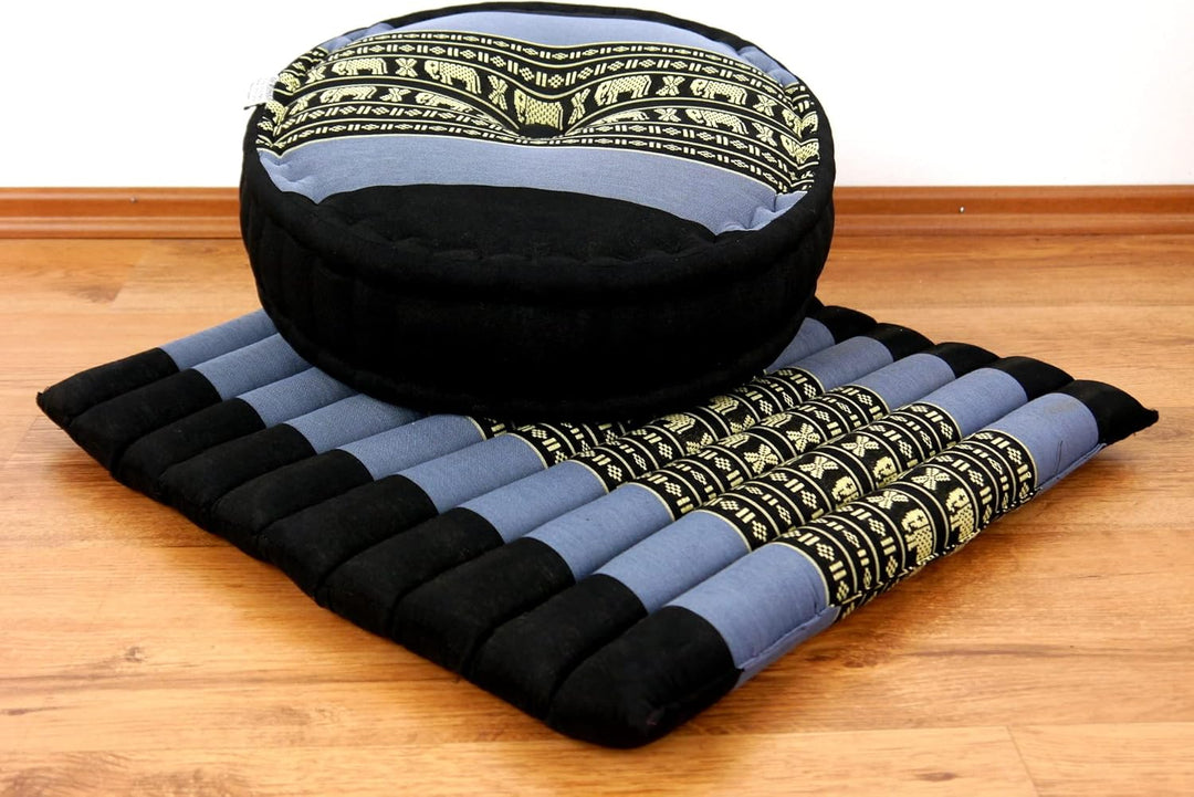 livasia Meditationsset L - Ø 38x15cm / Matte 50x50x4,5cm - Yogaset mit Kissen und Matte, Pouf, Yogam