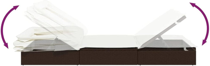 Festnight Sonnenliege 2 Personen mit Dach doppelliege Outdoor gartenliege 2 Personen Rattan gartenli
