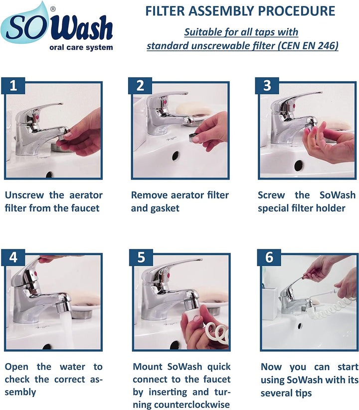 SoWash Munddusche | VORTICE ORTHODONTIC | Verbindet mit dem Wasserhahn | Munddusche ohne Batterien u