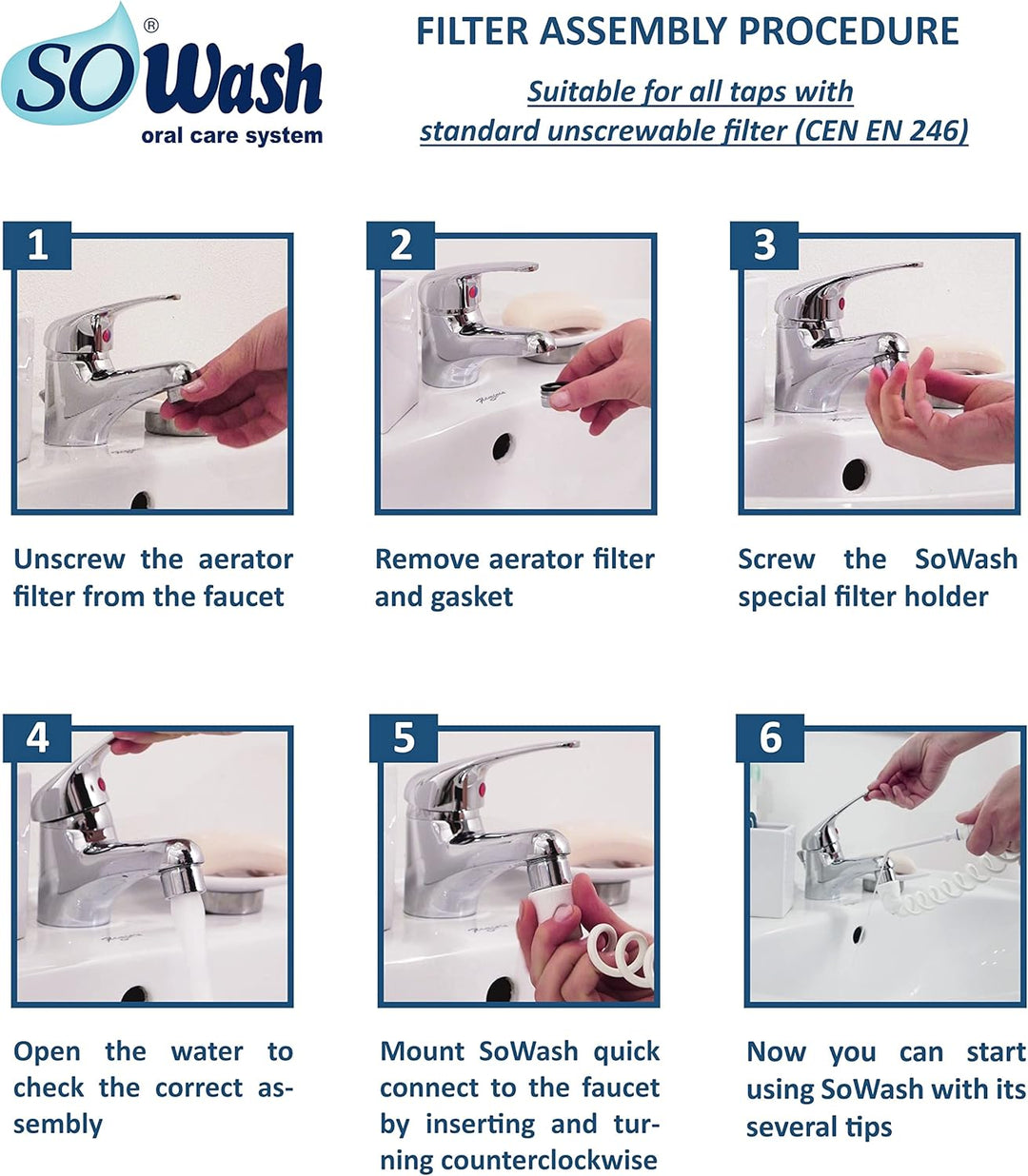 SOWASH - Verpackung "DELUXE" - complete set am Wasserhahn anschliessbare Puls-Munddusche für die Mun