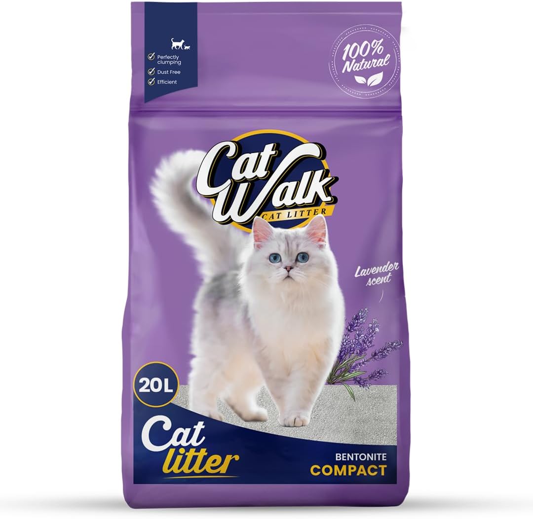 CatWalk Lavendel Katzenstreu | 20L - Einzelpack | 100% Bentonit, klumpend, Geruchskontrolle, Frische