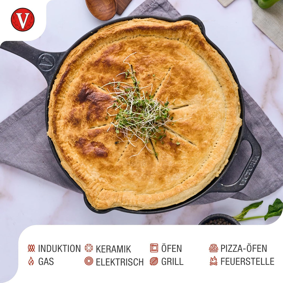 VICTORIA Bratpfanne Emaillierte Gusseisenpfanne Induction 30cm Bratpfanne Geeignet für Feuer, Grill,