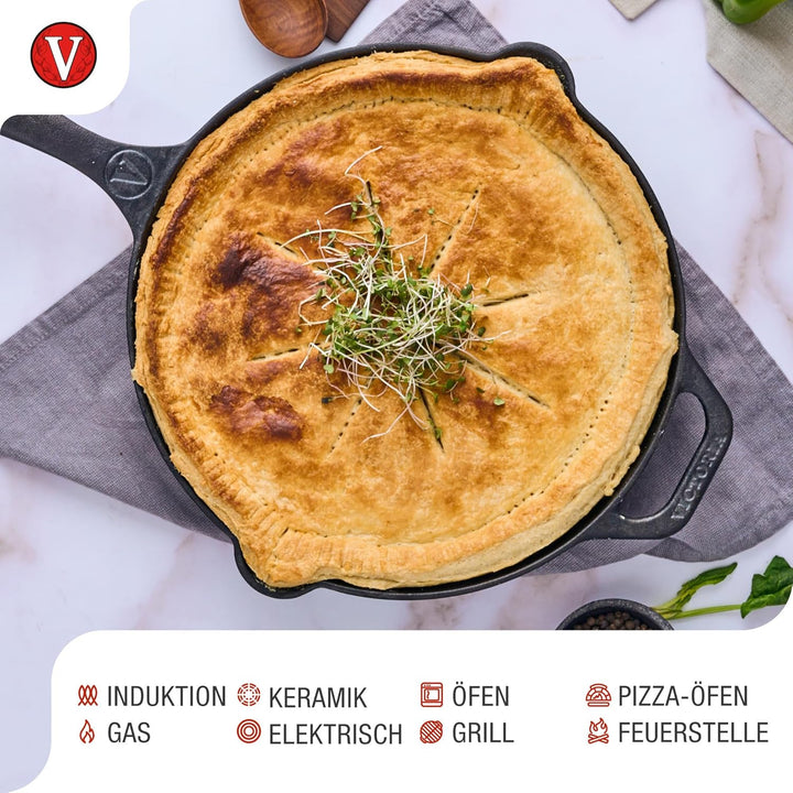 VICTORIA Bratpfanne Emaillierte Gusseisenpfanne Induction 30cm Bratpfanne Geeignet für Feuer, Grill,