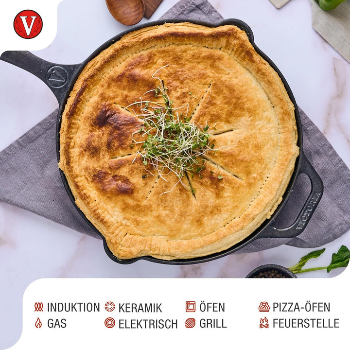 VICTORIA Bratpfanne Emaillierte Gusseisenpfanne Induction 25cm Bratpfanne Geeignet für Feuer, Grill,