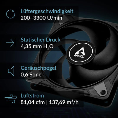 ARCTIC P12 Max (5 Stück) - PC Lüfter, High-Performance 120 mm Gehäuselüfter, PWM-gesteuerte 200-3300