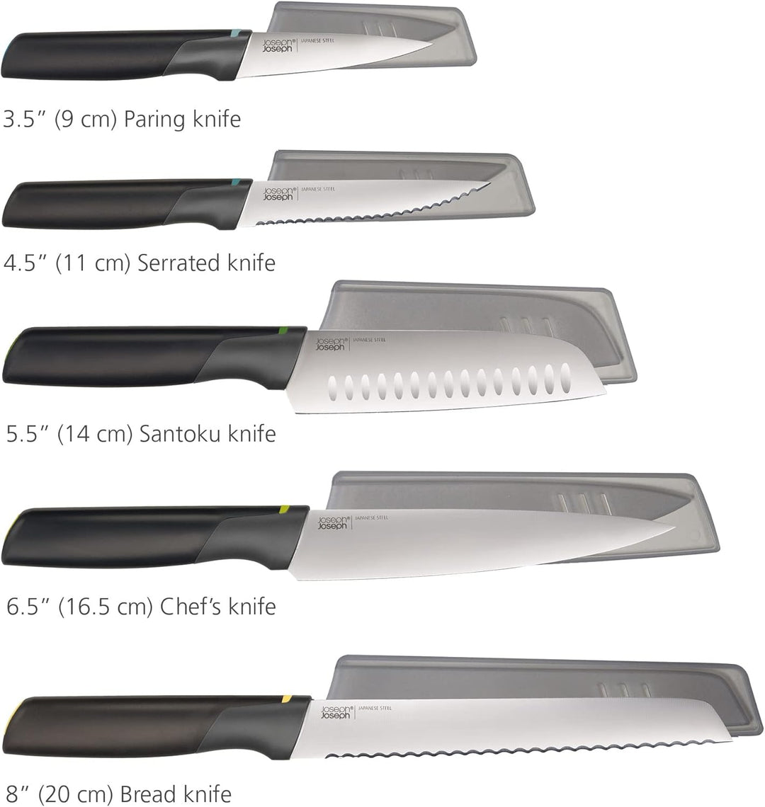 Joseph Joseph Duo 5 Stück Elevate Küchenmesser Set, Japanische Edelstahlklingen, beinhaltet Gemüseme