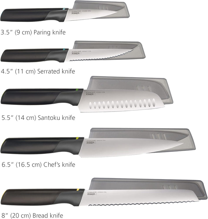 Joseph Joseph Duo 5 Stück Elevate Küchenmesser Set, Japanische Edelstahlklingen, beinhaltet Gemüseme