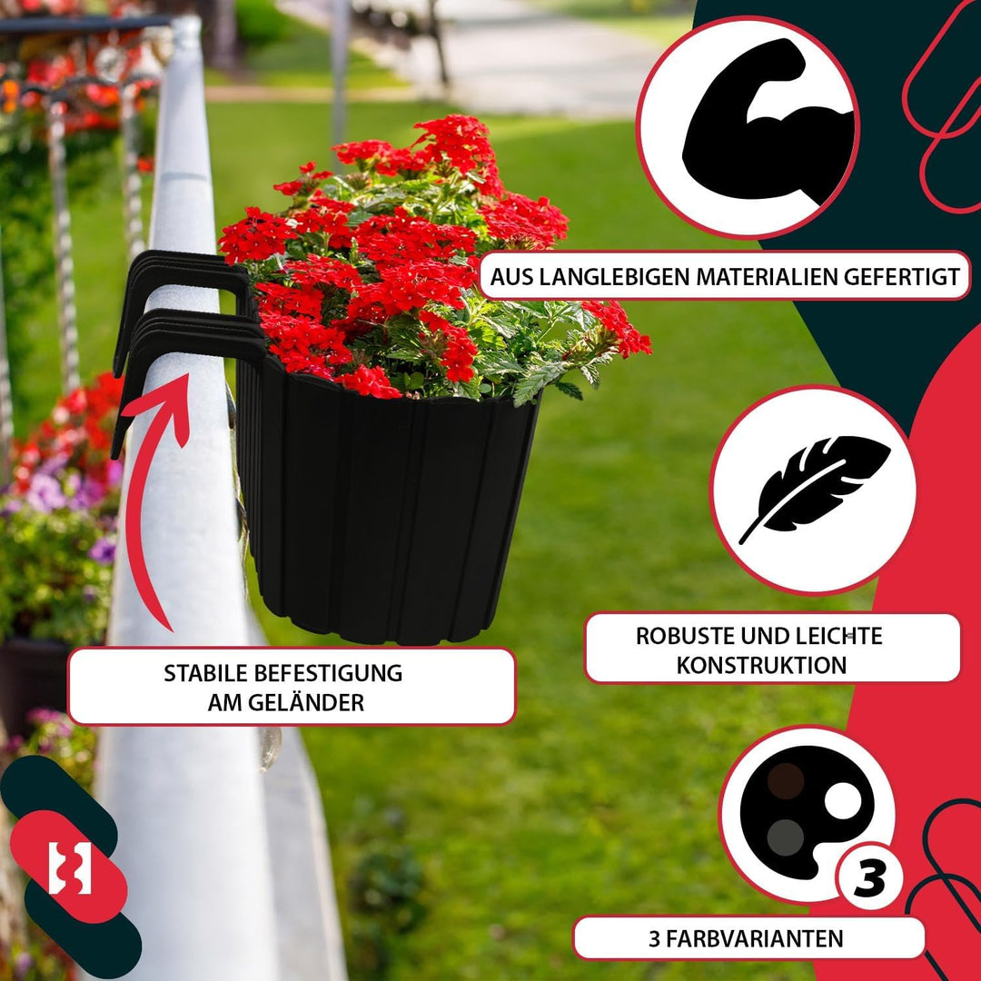 KOTARBAU® 4er Set Blumenkasten für Balkon - 40 x 15 x 15 cm - Blumenkasten für Balkongeländer - Balk