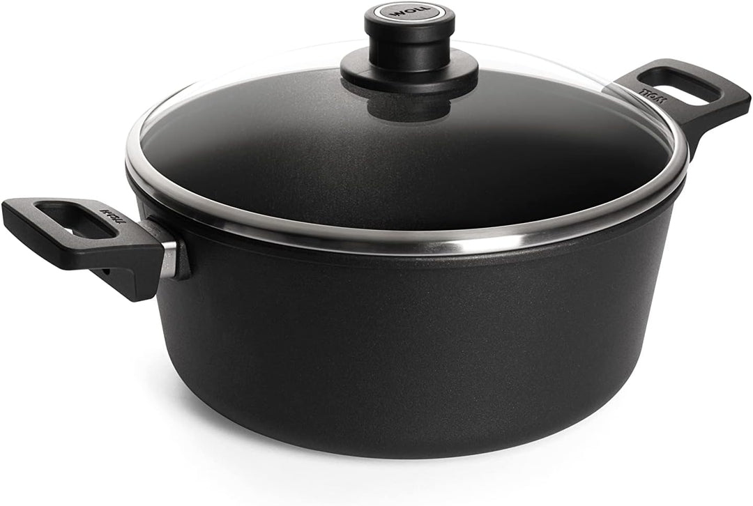 Woll Nowo Titanium Topf mit Glasdeckel in Box, Ø 28 cm, 12 cm hoch, 6.0 Liter, 2 Seitengriffe - Geei