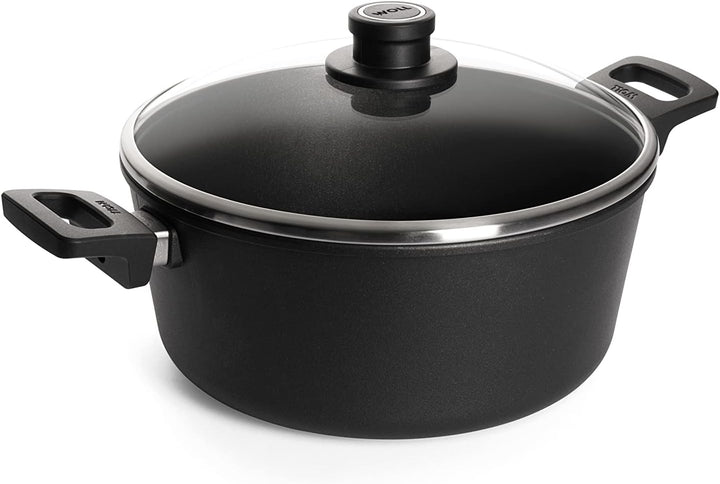 Woll Nowo Titanium Topf mit Glasdeckel in Box, Ø 28 cm, 12 cm hoch, 6.0 Liter, 2 Seitengriffe - Geei