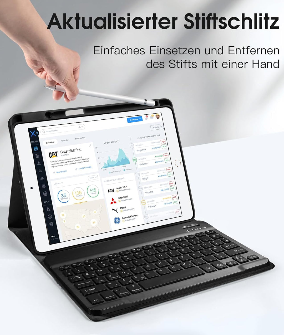 Vobafe Hülle mit Tastatur Kompatibel für iPad 9./ 8. /7. Generation 10.2 Zoll mit Stifthalter, Magne