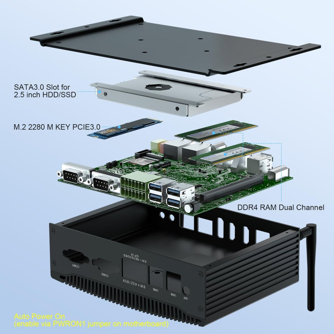 Mini PC Lüfterlos, Lüfterloser PC Core i5 8260U Industrie Mini PC Windows 11 Pro Industrie PC Mini C