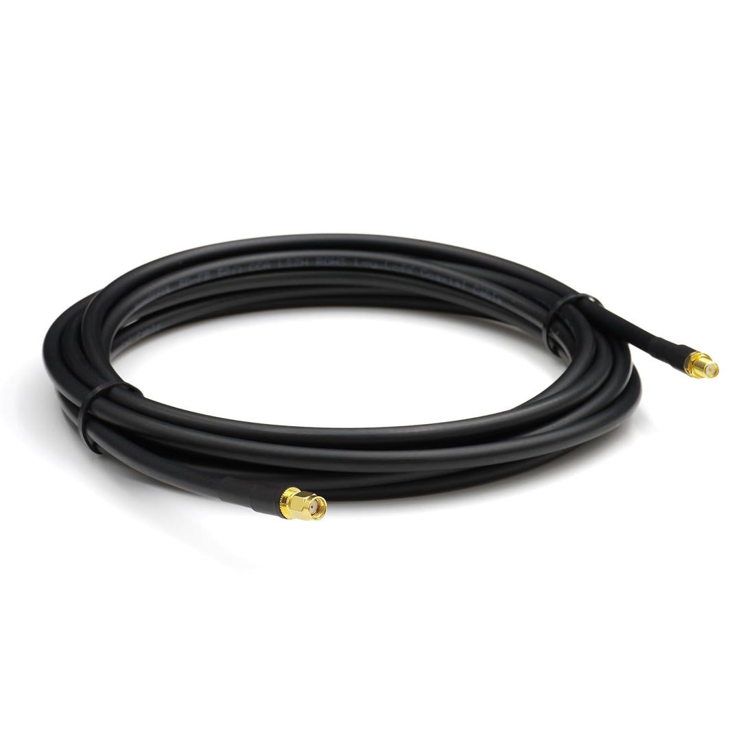 12m RP-SMA Stecker auf RP-SMA Buchse Koaxialkabel – 12 Meter 5D-FB Verlustarmes Antennenkabel Ø7.5mm