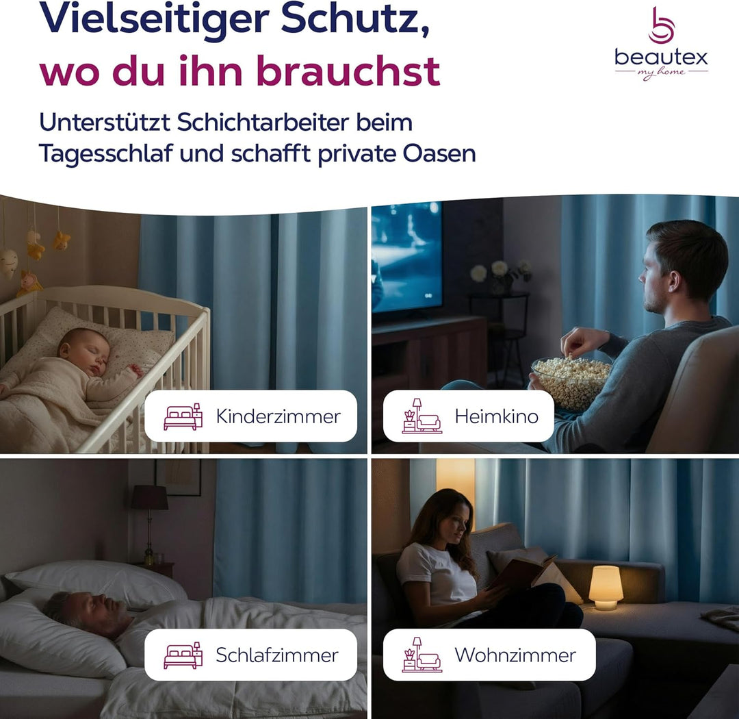 BEAUTEX Verdunkelungsgardine mit Ösen, Blackout Ösenschal Blickdicht abdunkelnd, Grösse und Farbe wä