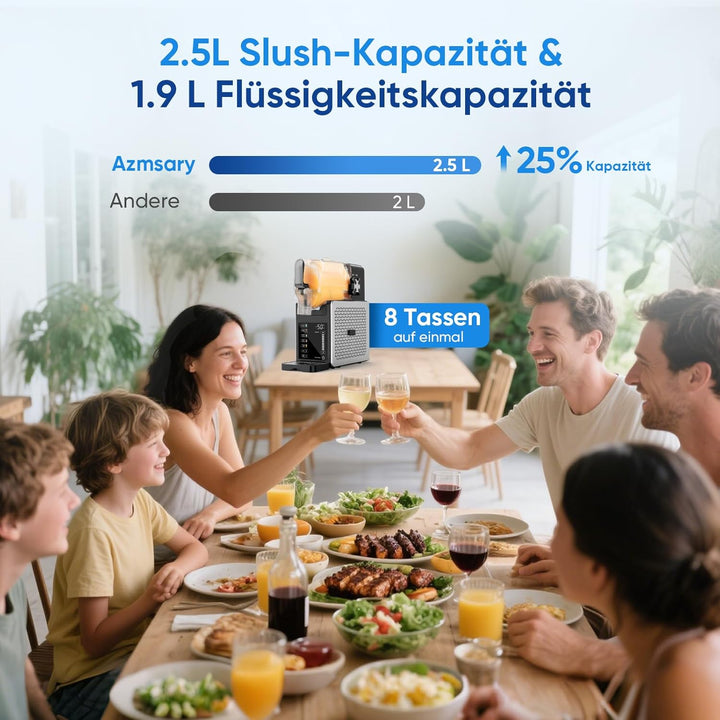 Slush Maschine – 2,5L Slushie Maschine, kein Eis nötig, mit LED-Display, 6 voreingestellte Programme