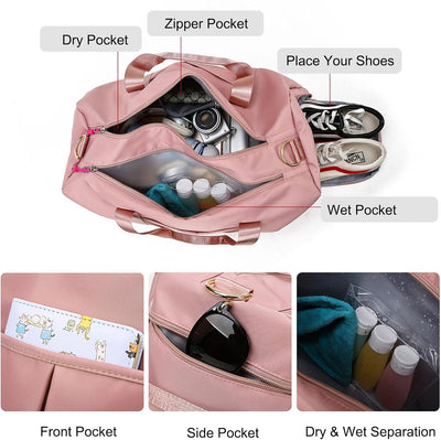 FANDARE 3 in 1 Reisetaschen Handgepäck Ultraleicht Sporttasche Schultertasche Übernachtung Sporttasc