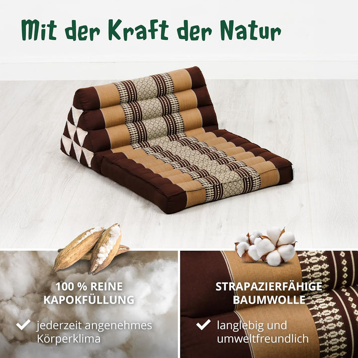 livasia Thaikissen mit 1 Auflage, Dreieckskissen mit Sitzkissen, Keilkissen mit Kapok, Rückenkissen
