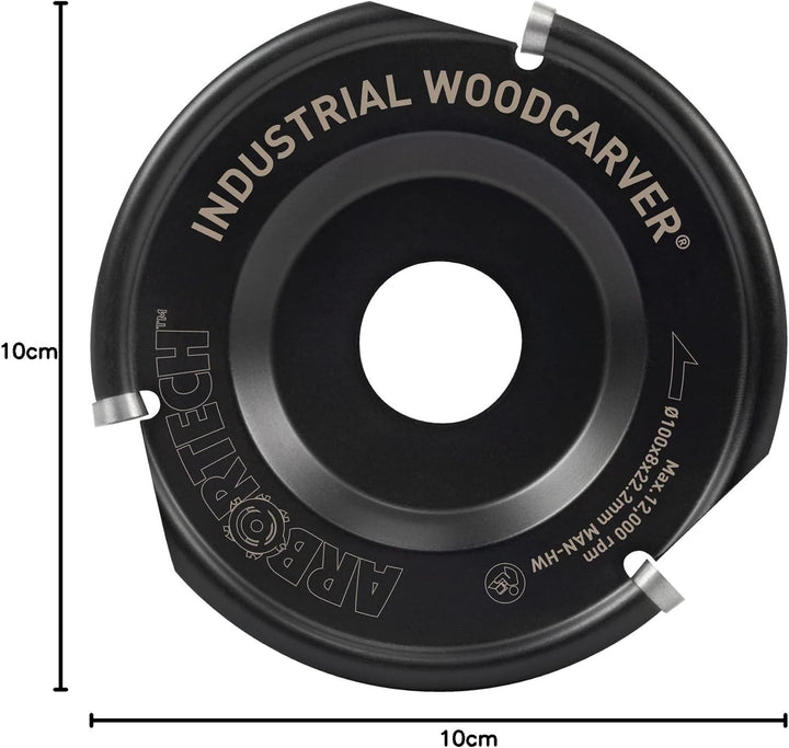 ARBORTECH Industrial Woodcarver | Ø 100 mm Hartmetall Frässcheibe für Winkelschleifer zur Holzbearbe