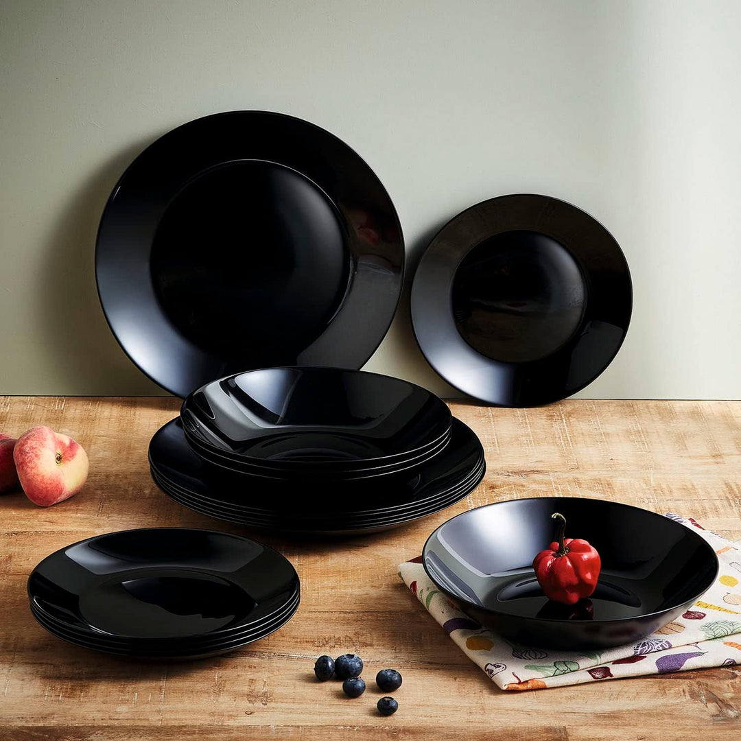 Luminarc Arcopal Zelie Black Glasgeschirr-Set, 12-teilig, 4-Sitzer, schwarz