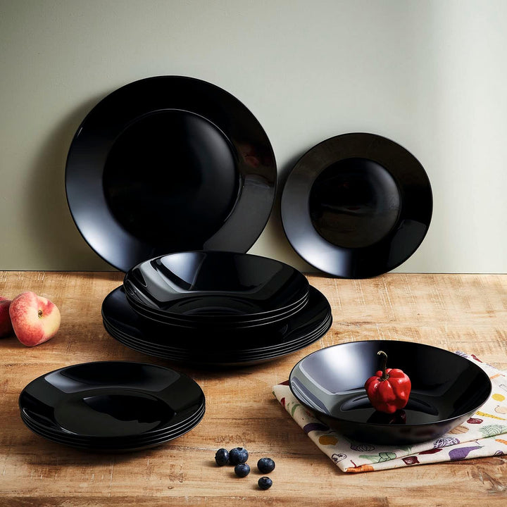 Luminarc Arcopal Zelie Black Glasgeschirr-Set, 12-teilig, 4-Sitzer, schwarz