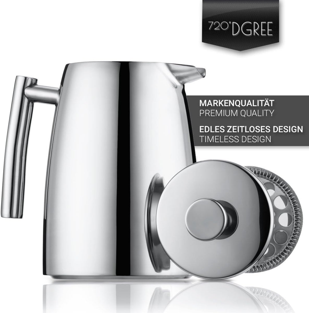 720°DGREE Edelstahl French Press “Sunrise“ - 0,25l bis 1Liter - BPA-Frei - Kaffeebereiter, Pressstem