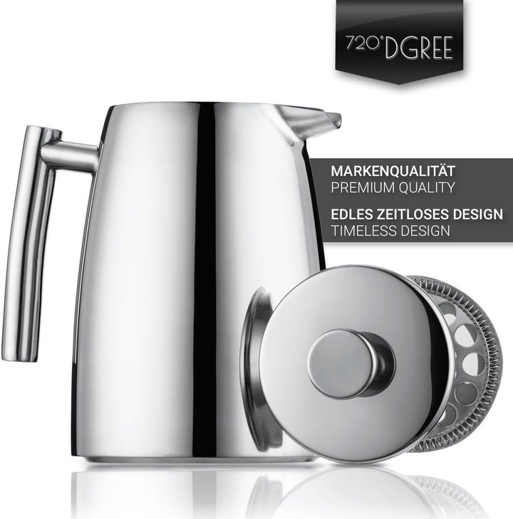 720°DGREE Edelstahl French Press “Sunrise“ - 0,25l bis 1Liter - BPA-Frei - Kaffeebereiter, Pressstem