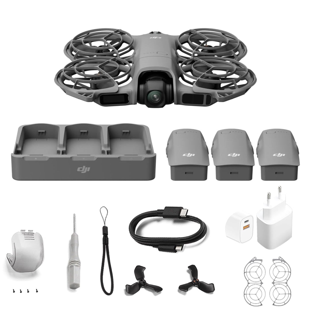 DJI Neo 2 Fly More Combo mit Zubehör (nur Drohne), 4K-Drohne für Einsteiger, Start und Landung auf d