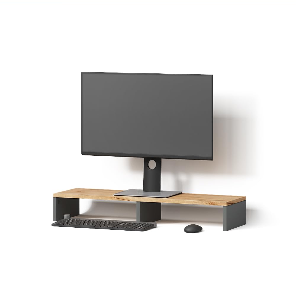 Livinity Monitorständer Lorena, Anthrazit/Goldkraft Eiche, 80 x 12 cm Anthracite/Goldkraft Oak, Anth