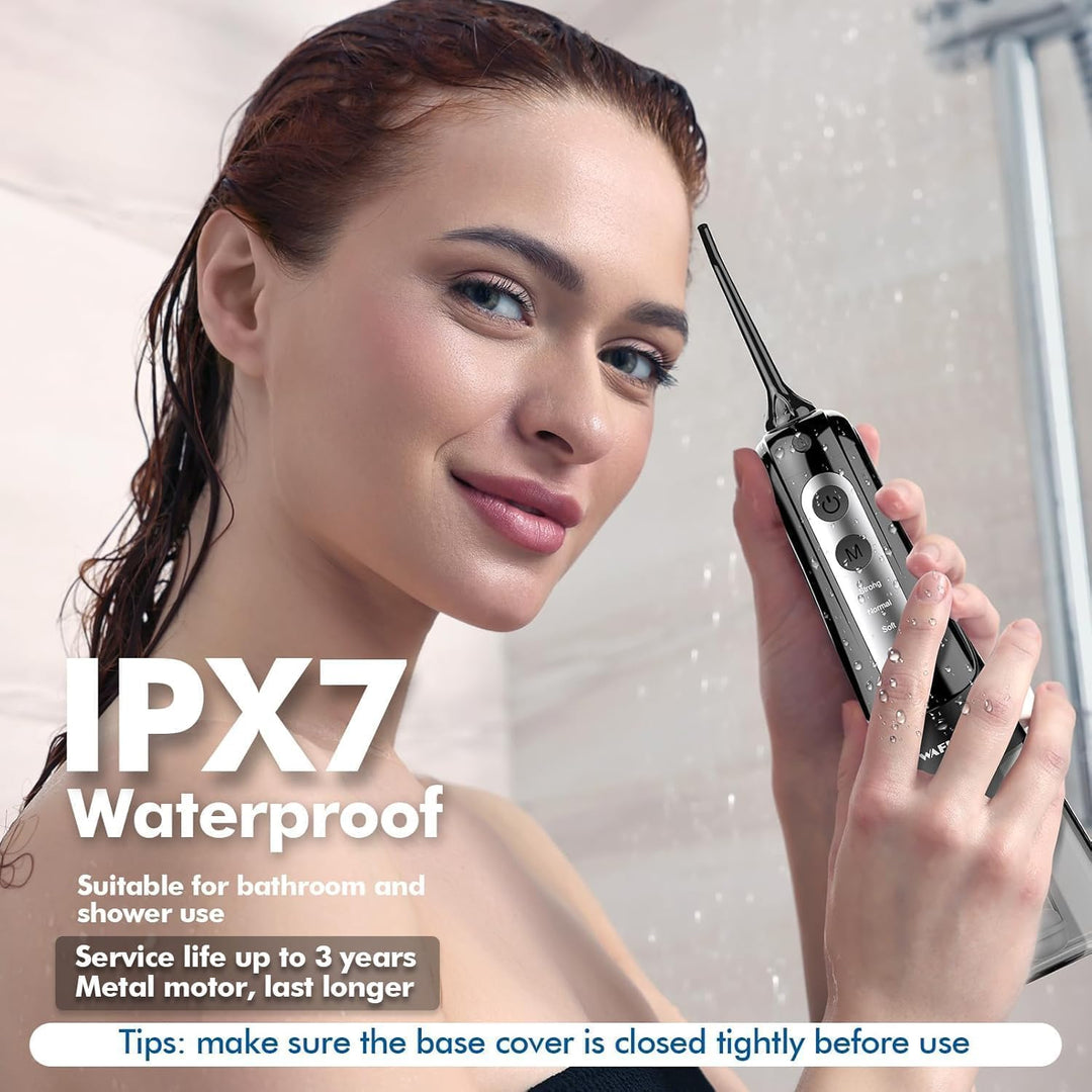 Munddusche Kabellos, Tragbarer Water Flosser mit 4 Modi & 8 Jet-Düsen,Munddusche Testsieger 2025,Zah