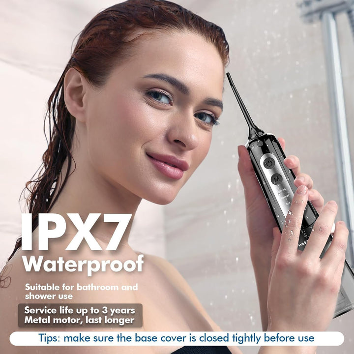 Munddusche Kabellos, Tragbarer Water Flosser mit 4 Modi & 8 Jet-Düsen,Munddusche Testsieger 2025,Zah