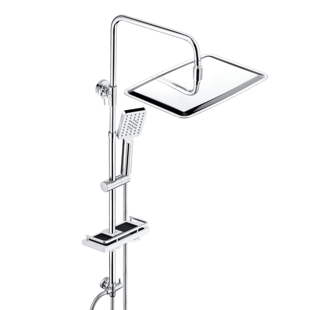 JOHO Regendusche Duschsystem ohne Duscharmatur Chrom Duschset mit Ablage, Duschkopf, Duschstange, Du