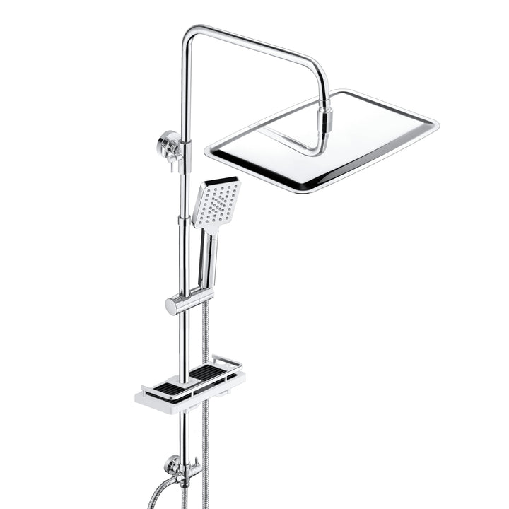JOHO Regendusche Duschsystem ohne Duscharmatur Chrom Duschset mit Ablage, Duschkopf, Duschstange, Du