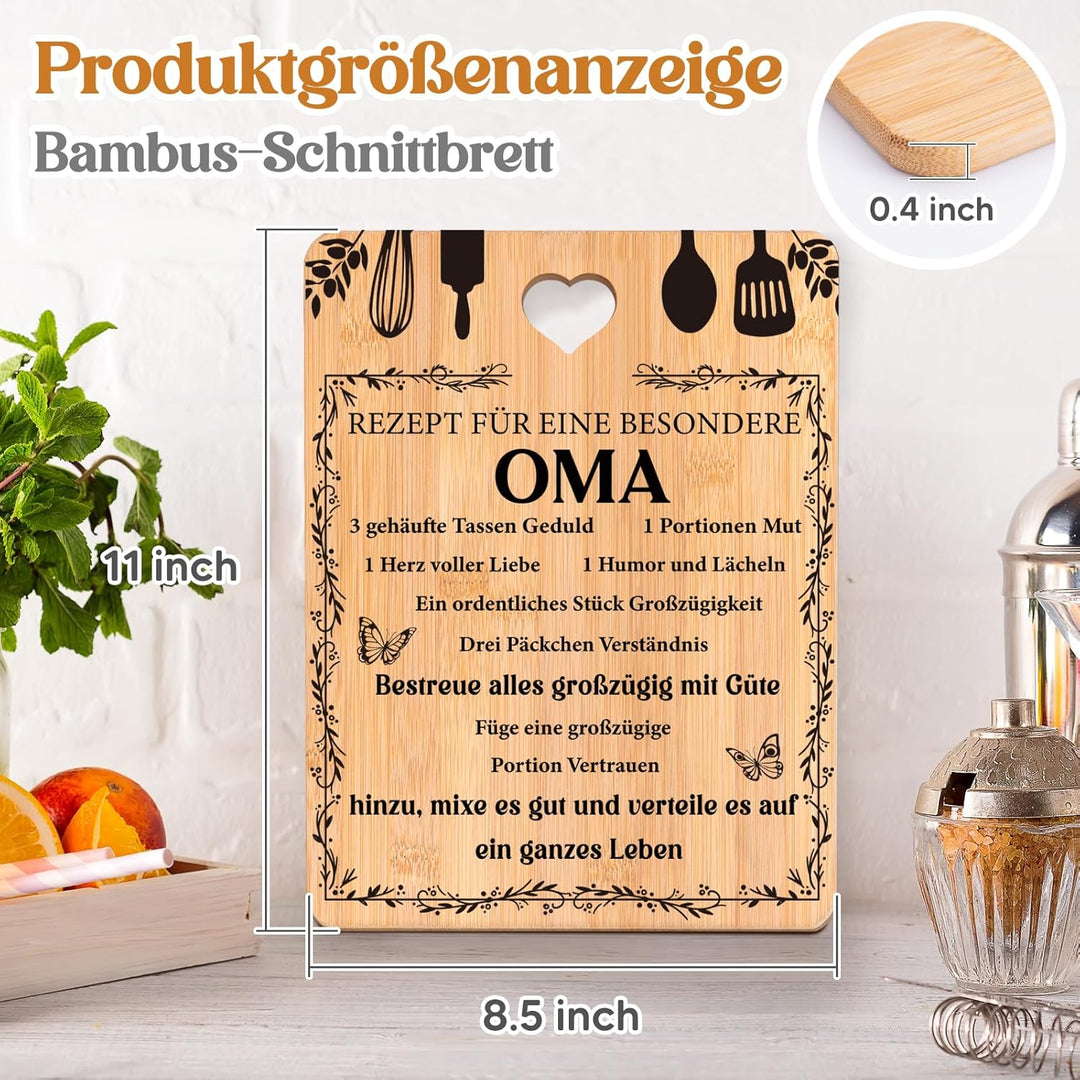 Oma Geschenk zum Muttertag - Bambus Schneidebrett, Geschenkideen für Oma, Geburtstagsgeschenke für O