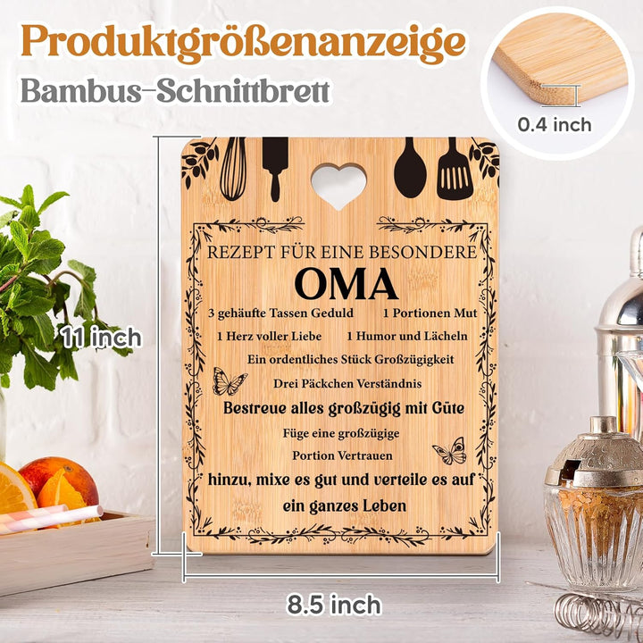 Oma Geschenk zum Muttertag - Bambus Schneidebrett, Geschenkideen für Oma, Geburtstagsgeschenke für O