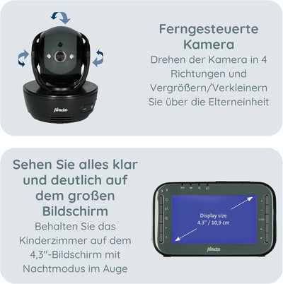 Alecto DVM200MBK Funk Babyphone steuerbarer Kamera - 100% störungsfreie Babyfon - Indoor Baby Monito