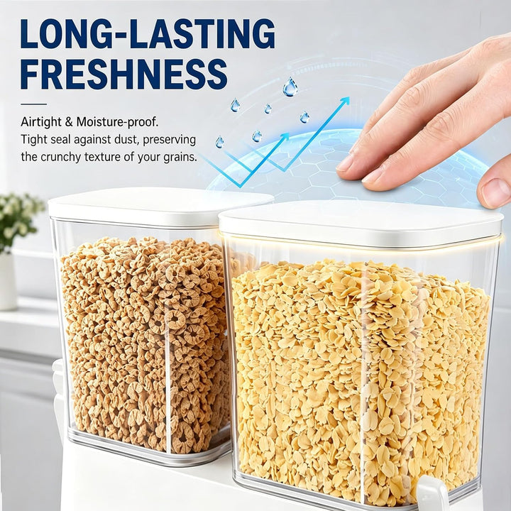 Doppel Müslispender 2 x 3L Vorratsbehälter mit Spender, Cornflakes Spender für Trockenfutter, Cornfl