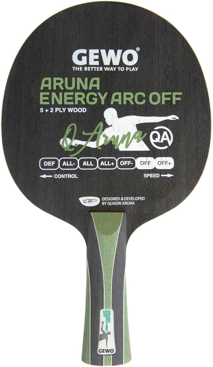GEWO Aruna Energy ARC Off Tischtennisholz – 5+2-lagig mit Aramid-Carbon – schnellstes Aruna-Holz für