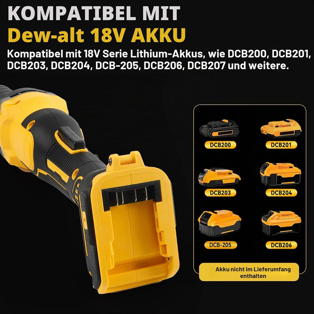Akku Geradschleifer Kompatibel mit DeWalt 18V Akku, Bürstenloser Geradschleifer 6mm 3mm Bohrfutter P