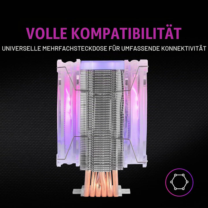 Mars Gaming MCPU66, Dreifach ARGB CPU Kühlkörper, 6 Heatpipes HCT, TDP 220W, 2 Lüfter 12cm, Schwarz,