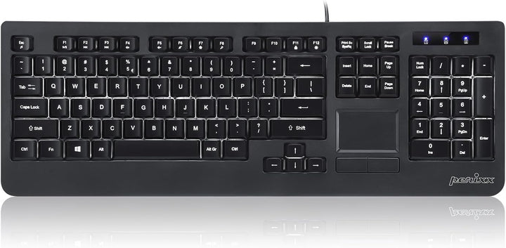 Perixx Periboard-313 Kabelgebundene USB-Tastatur mit Hintergrundbeleuchtung mit Touchpad, volle Grös