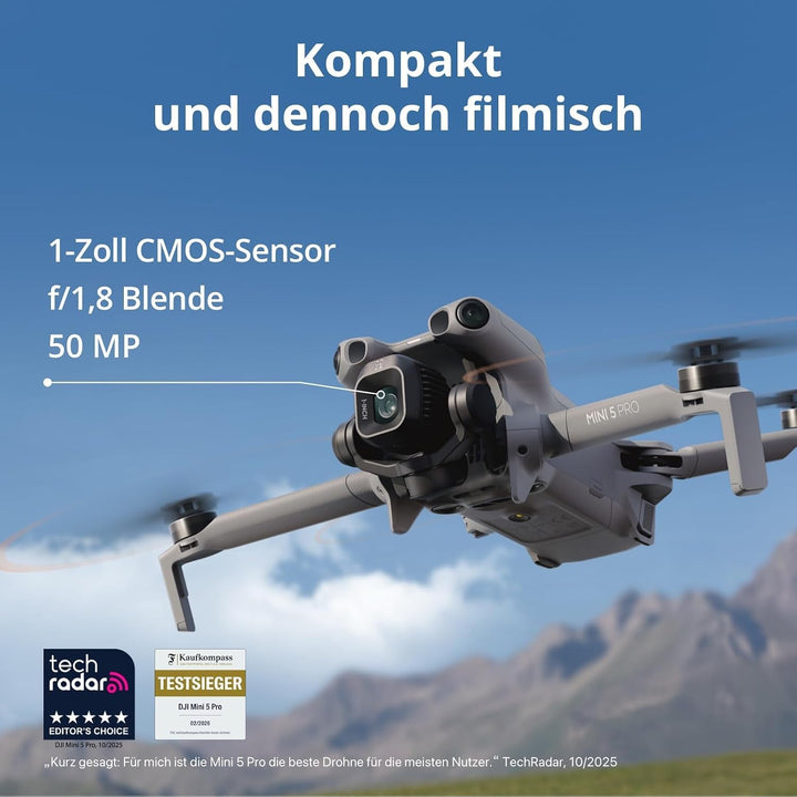 DJI Mini 5 Pro Fly More Combo Plus mit DJI RC 2 Bundle mit Kartenleser + Speicherkarte, 4K Drohne mi