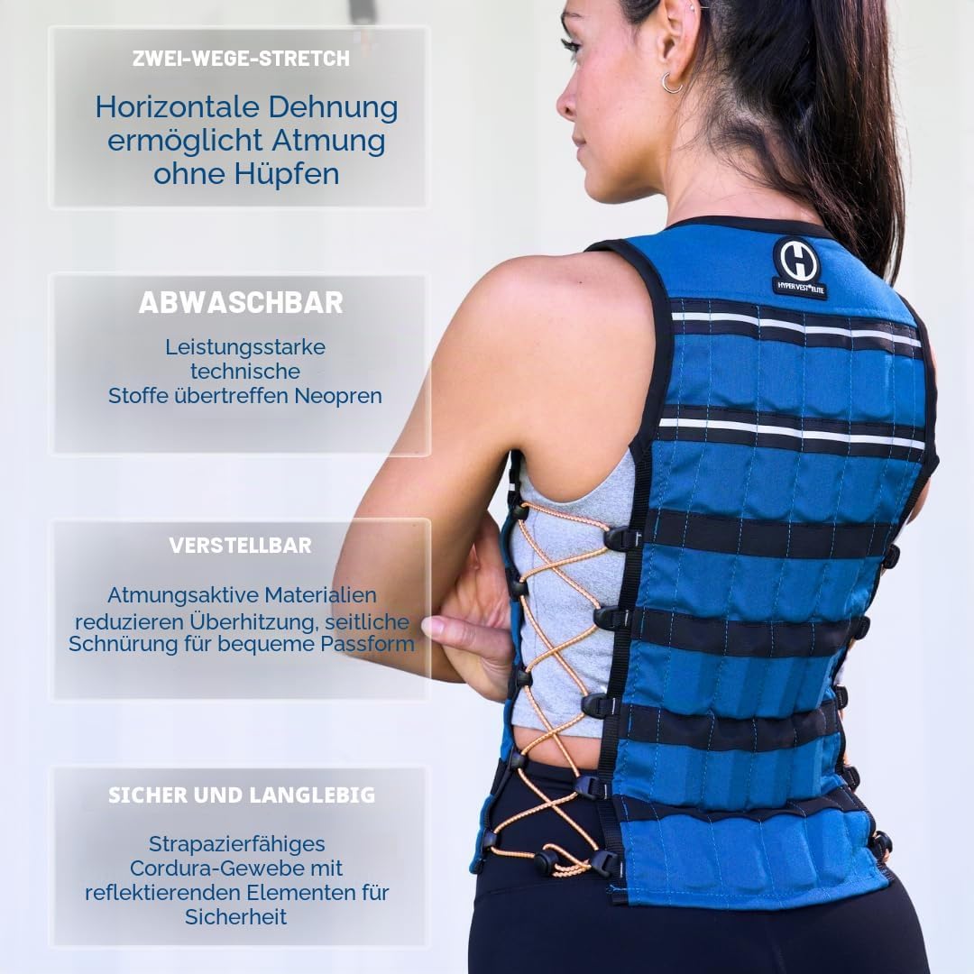 HYPERWEAR Hyper Vest Elite Verstellbare Gewichtsweste Gewicht 10lbs Biss 20lbs, Robustes schwarzes C