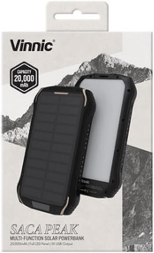 Vinnic SACA Peak Solar Powerbank 20,000mAh voll-LED