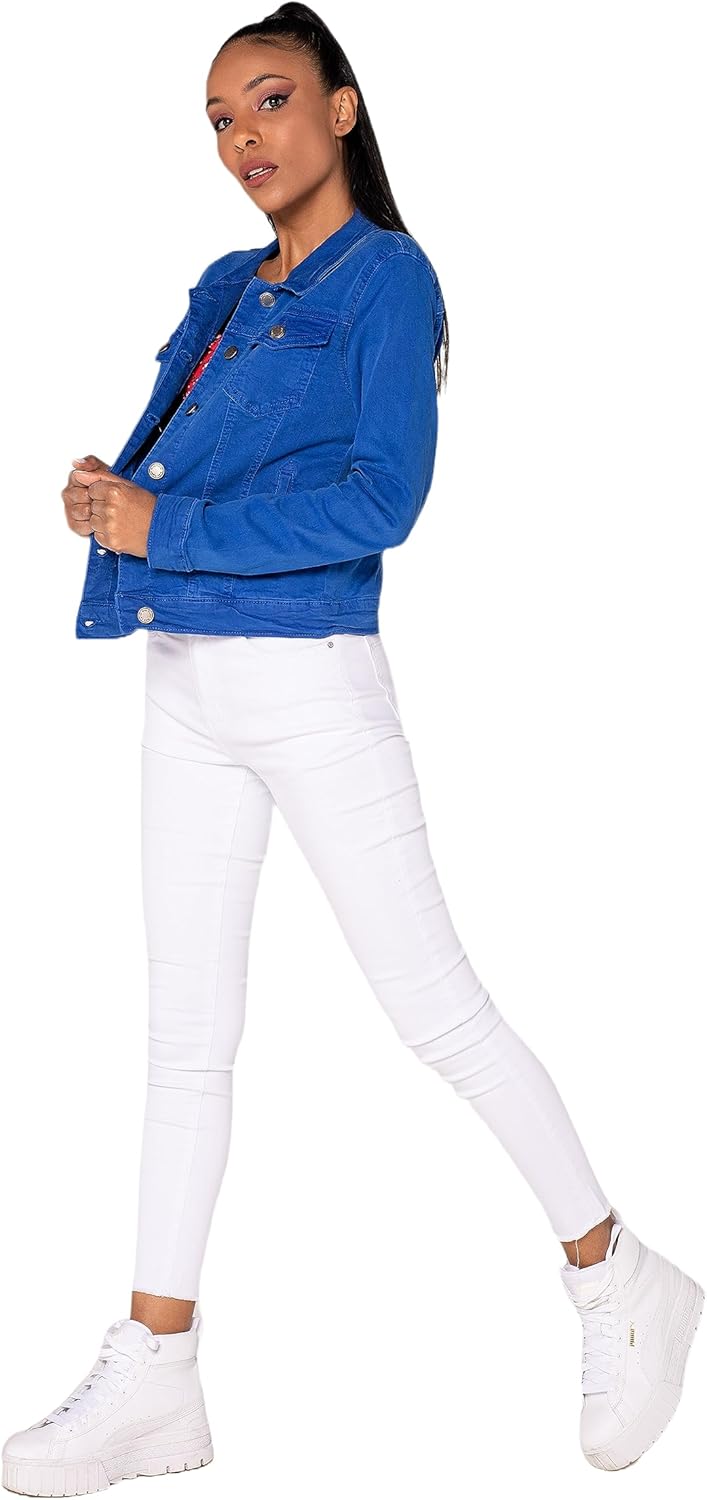 Nina Carter J212 Damen Jeansjacke Übergangsjacke Leichte Waschungseffekt Denim Casual Jacke S Königs