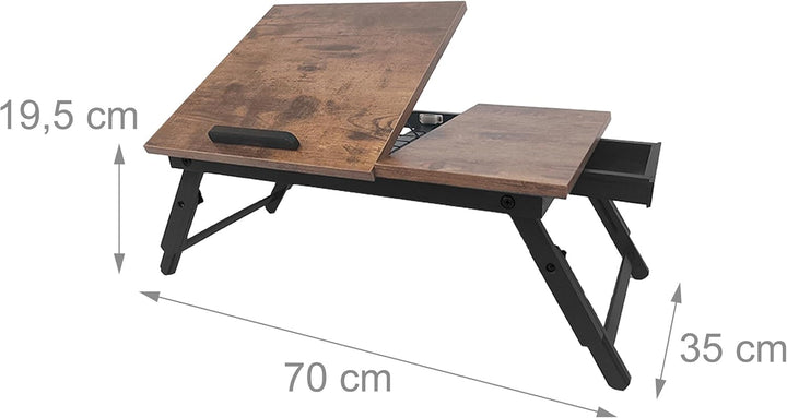 Relaxdays Laptoptisch für Bett & Couch, klappbarer Betttisch, Bambus, höhenverstellbar, Betttablett,
