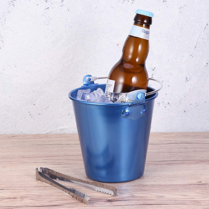 STOBAZA Aluminiumlegierung Eiskübel Mit Blauer Weinkühler Für Bars Ktv Und Partys Praktischer Eisbeh