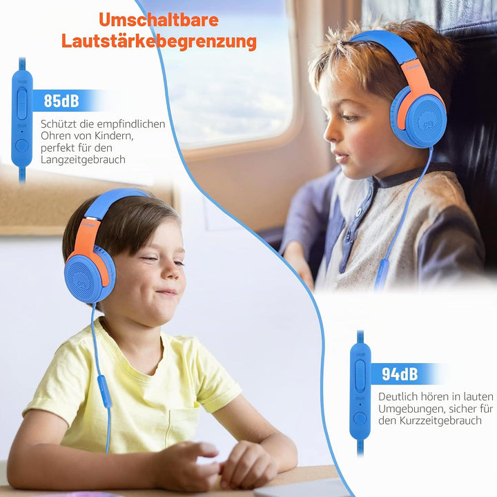 RockPapa Share 1 Kopfhörer Kinder Schule Mädchen Junge, 85dB/94dB Lautstärkebegrenzung, Sharing-Funk