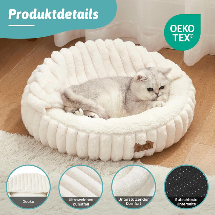 Winter-Katzenbett mit Decke, Flauschig Donut-Hundebetten für kleine Hunde, Warme Anti-Angst-Katzenhö